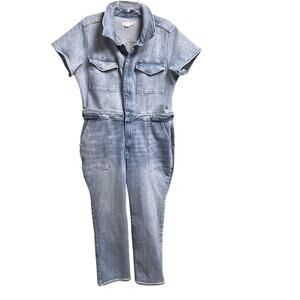 Good American Fit For Success Denim Stretch Jumpsuit 2XL Straight Leg Light Wash